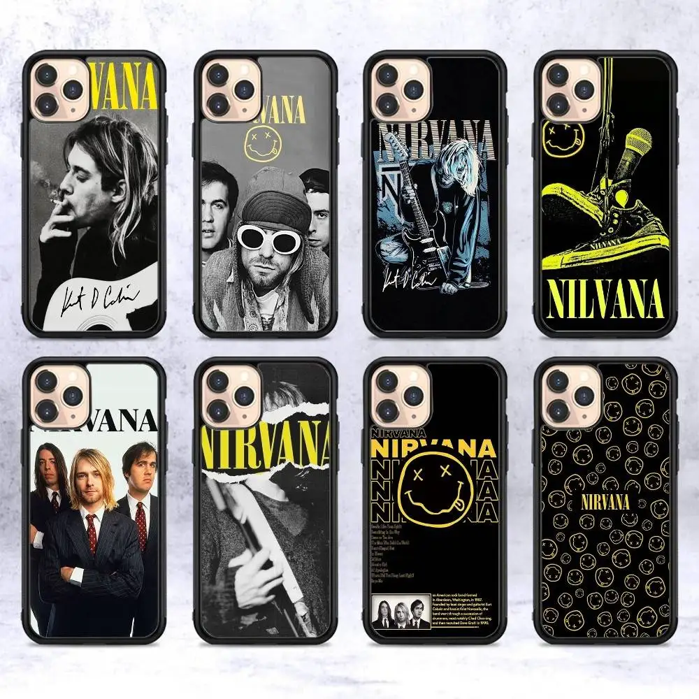 Фото Противоударные чехлы для телефонов Grunge Band N-Nirvana для iPhone 11 12 13 14 15 16 17 Pro Max Plus из TPU+PC №1