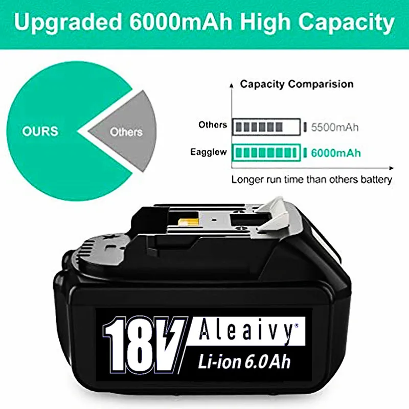 

aleaivy original Makita 18V 6000mAh rechargeable power tool with BMS balanced lithium-ion battery replacement LXT BL1860B BL1860