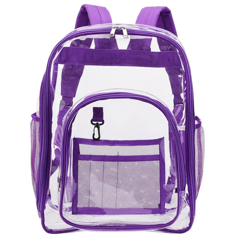 Waterproof Clear Backpack Heavy Duty PVC Transparent Large Capacity Backpack with Reinforced Strap for School, Work, Stadium, Tr