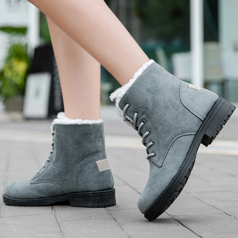 Женские ботинки зимняя легкая женская обувь на шнуровке женские плюшевые теплые