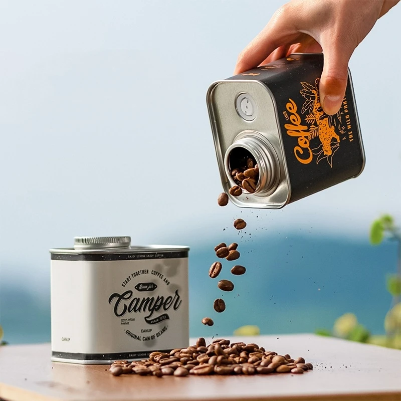 

Fresh Outdoor Breathing Bean Food-grade Box Airtight Coffee Storage Camping Iron Cans Packaging Cans Tin