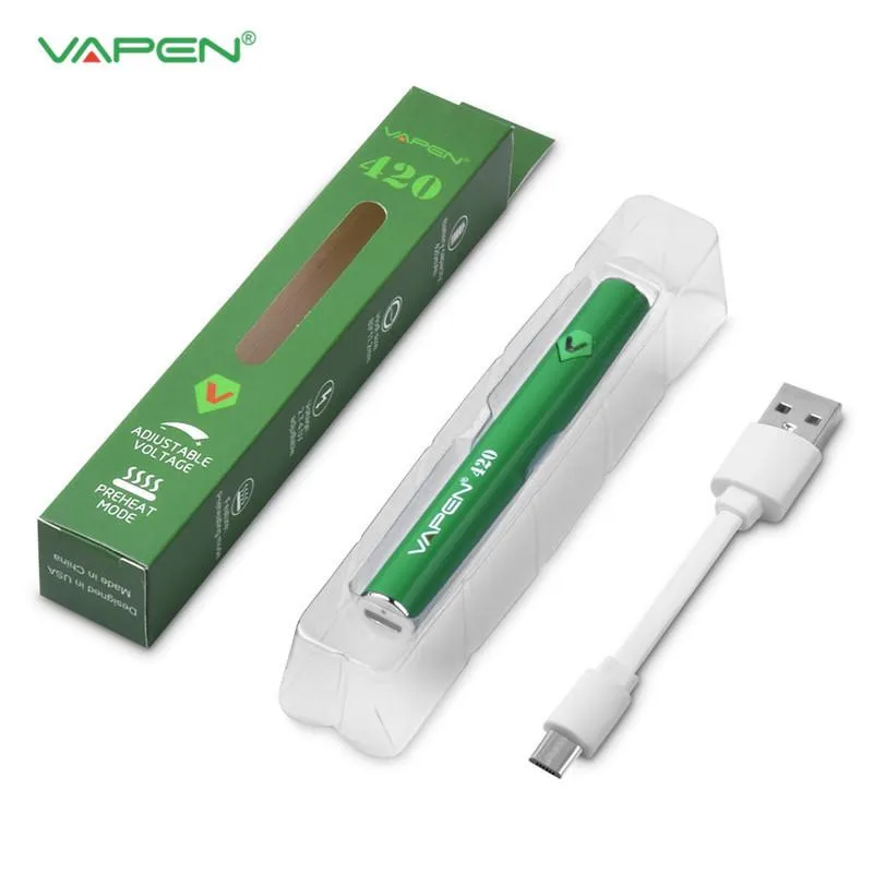 

420 VAPEN Preheating VV Battery 420mAh Variable Voltage Adjustable micro USB Charge 510 Thread for Thick Oil Cartridges Tank