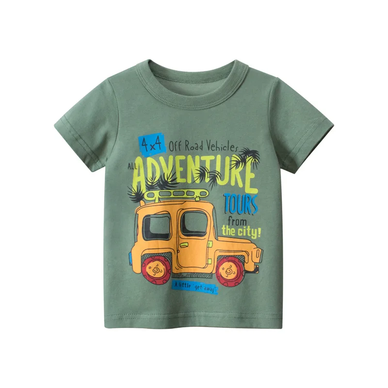 

2022 Summer New Boys Girls Cartoon Car Short Sleeve O-Neck T-shirt Kids Wear Children Cotton Tops Tee Shirts Dropshipping