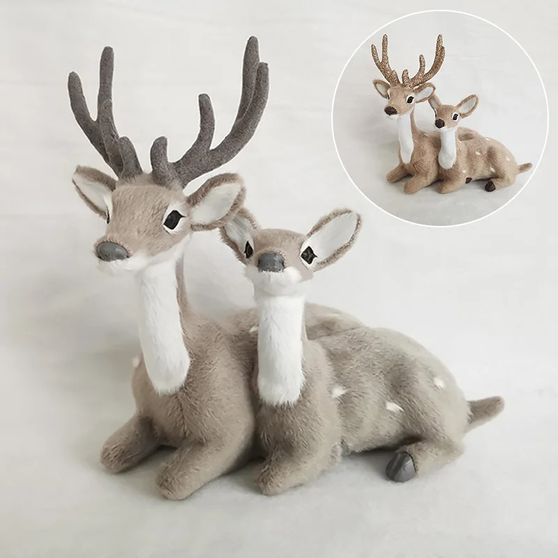 

Fairy Tale Garden Miniature Model Props Artificial Christmas Simulation Sika Deer Reindeer Animal Model Doll Window Display