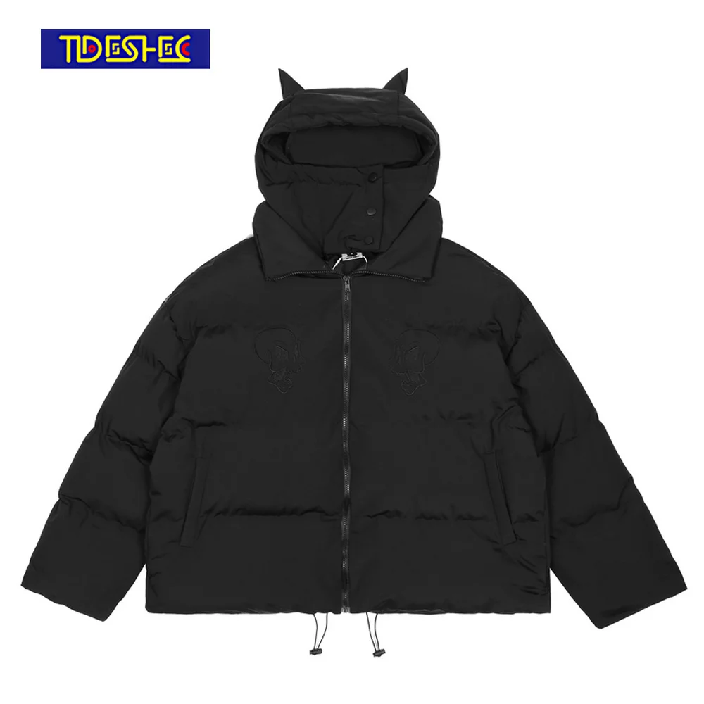 

Men ip op Parka Embroidered Skull Jacket Streetwear Little Devil Desiner d Padded Jacket Coat arajuku Winter Outwear