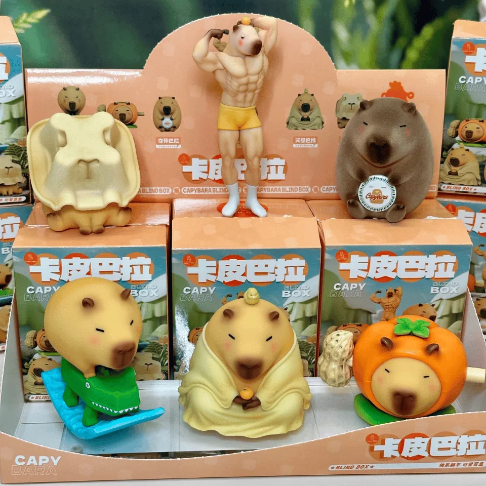 Фото Luck Moai Capybara Little Pig Series слепая коробка модный милый настольный орнамент креативный подарок для детей игрушки модель из ПВХ №3