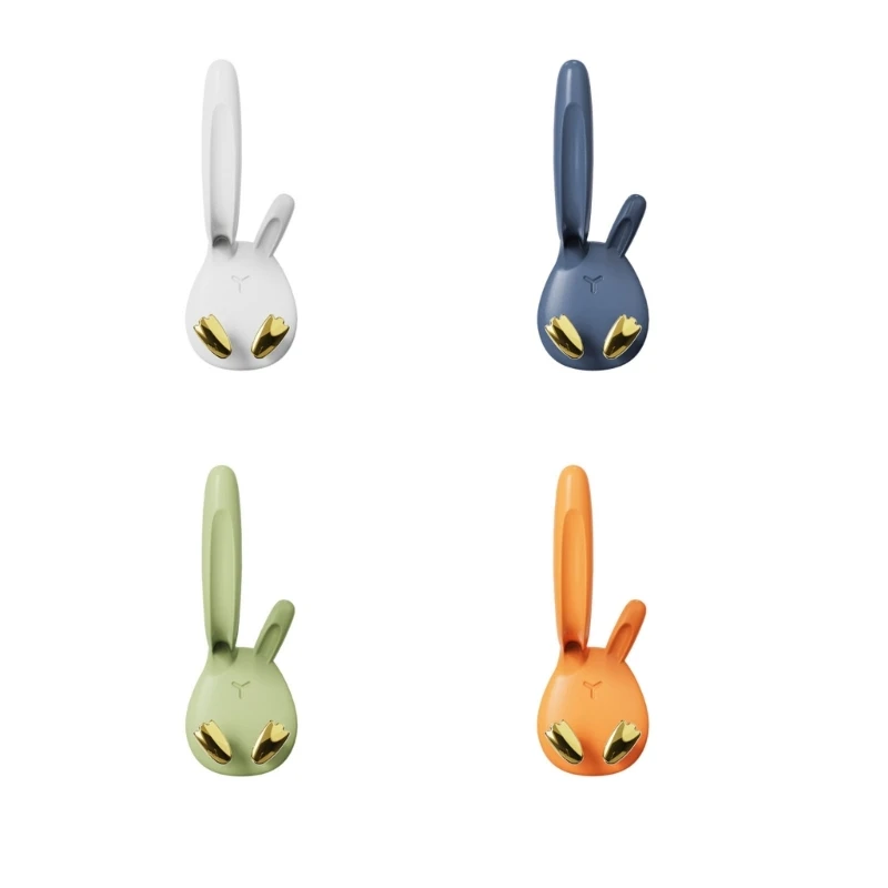 

K92A Bathroom Wall Hooks Double Prong Hangers Adhesive Wall Hooks Rabbit Theme Adhesive Wall Hooks for Bedroom Bathroom