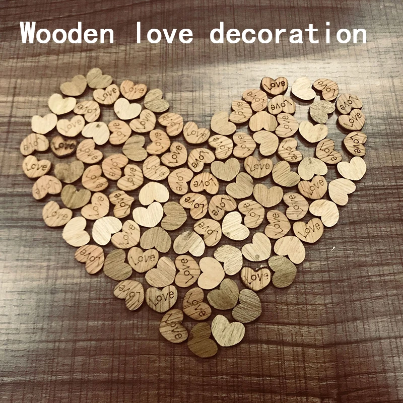 Деревянные наклейки в форме сердца &quotЛюбовь&quot 100 шт. |
