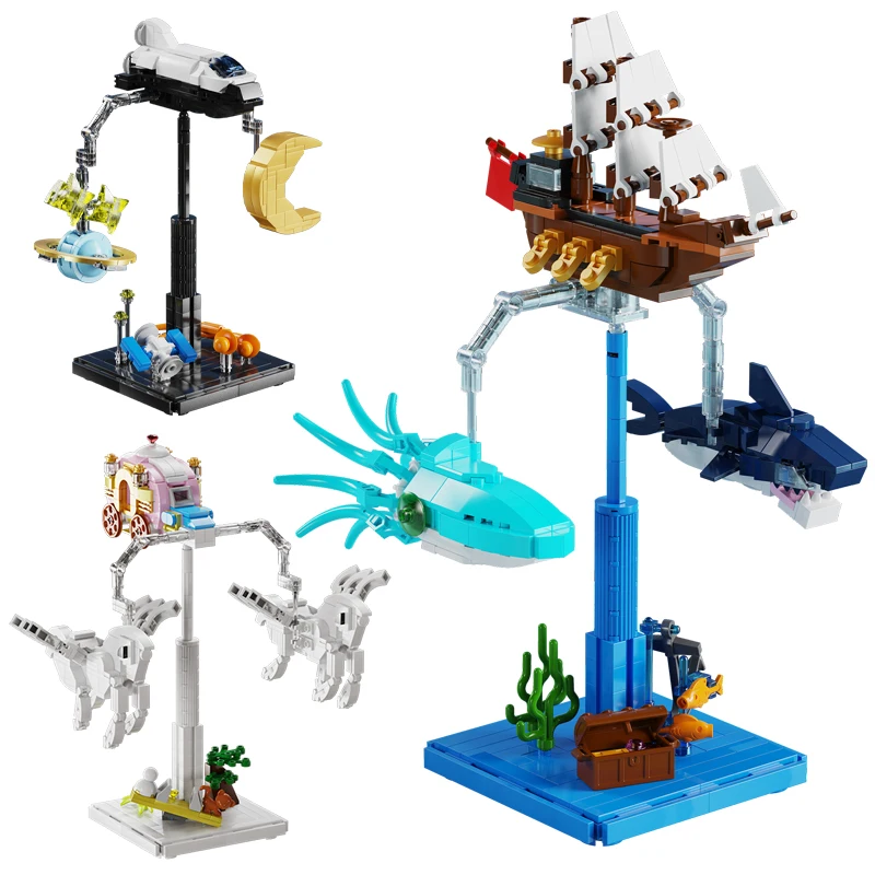 

City Starry Fantasy Dream Pirate Ship Architecture Building Blocks Friends Home Decoration Pumpkin Carriage Bricks Toys for Kids