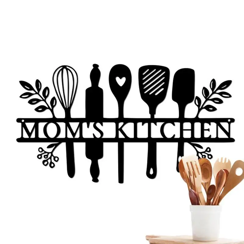 

Metal Black Mom Kitchen Sign Decor Wall Decor For Kitchen Cafe Diner Bar Country Farmhouse Decoration For Dining Room Kitchen