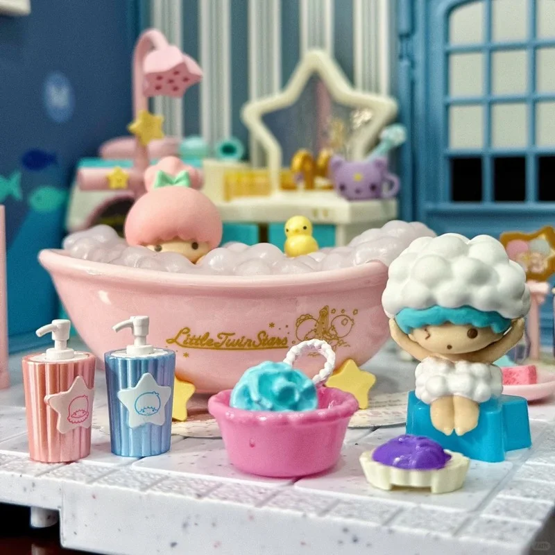 Фото Коллекционная миниатюрная фигурка Re-ment Sanrio Little Twin Stars: Ванная комната. Декор для дома и рабочего стола. Для коллекционеров аниме. №1