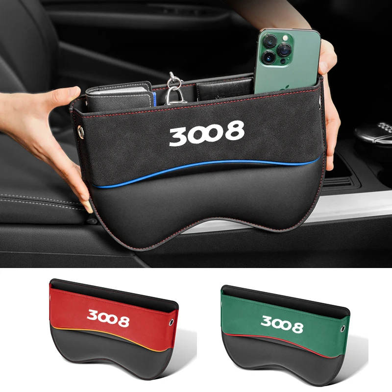 

Universal Car Seat Storage Box For Peugeot 3008 Car Seat Gap Organizer Seat Side Bag Reserved Charging Cable Hole accessories