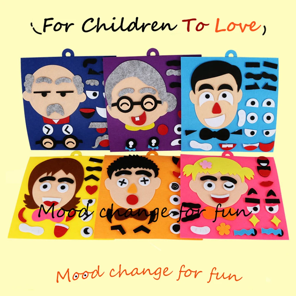

30CM*30CM DIY Toys Emotion Change Puzzle Toys Creative Facial Expression Kids Learning Educational Toys For Children Funny Set