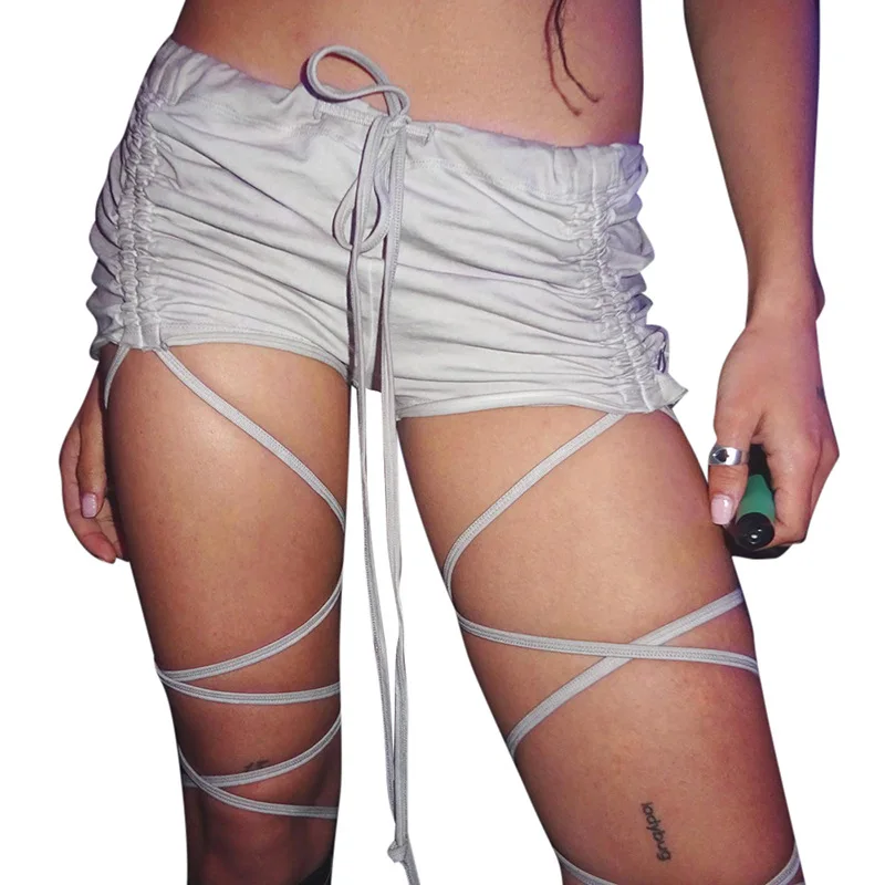 High Quality 2023 Women Pants Bandage Design Spring Summer Sexy Trousers Crop Tops Fashion Female Y2k Girl Style Shorts Traf