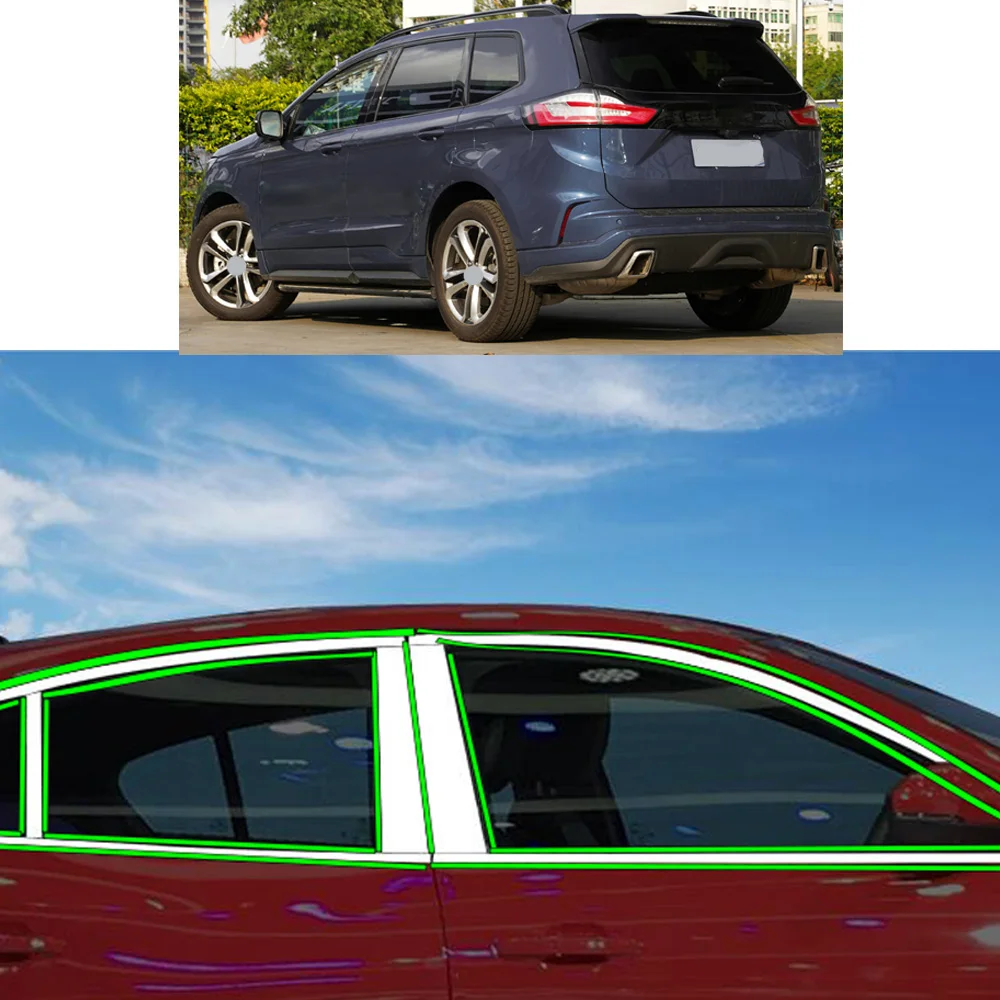 

Наклейка для стайлинга автомобиля из нержавеющей стали, украшение, столб, окно, средняя полоса, отделка рамы, запчасти для Ford EDGE 2015-2021