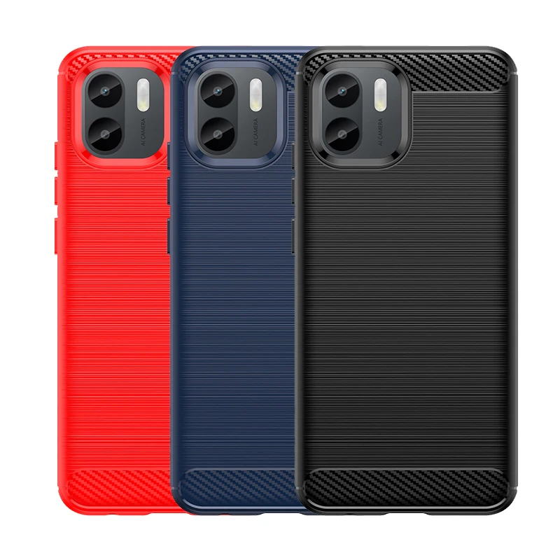 For Redmi A2 Case Cover Xiaomi Redmi A2 Capas Phone Back Soft TPU Shockproof Bumper Carbon Fiber Cover Redmi A 1 2 A1 A2 Plus