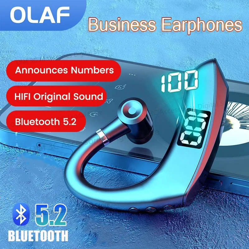 OLAF бизнес беспроводные наушники V5.2 наушники с дисплеем питания Bluetooth наушники с одиночным крючком гарнитура игровые наушники