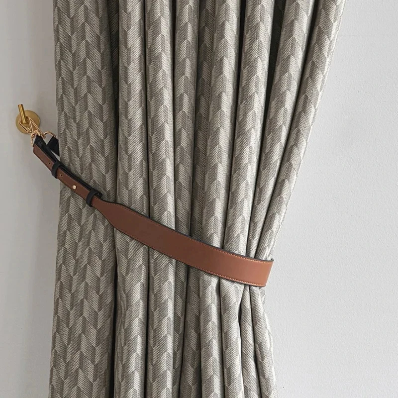 Новые простые жаккардовые роскошные шторы из хлопка и льна для гостиной столовой