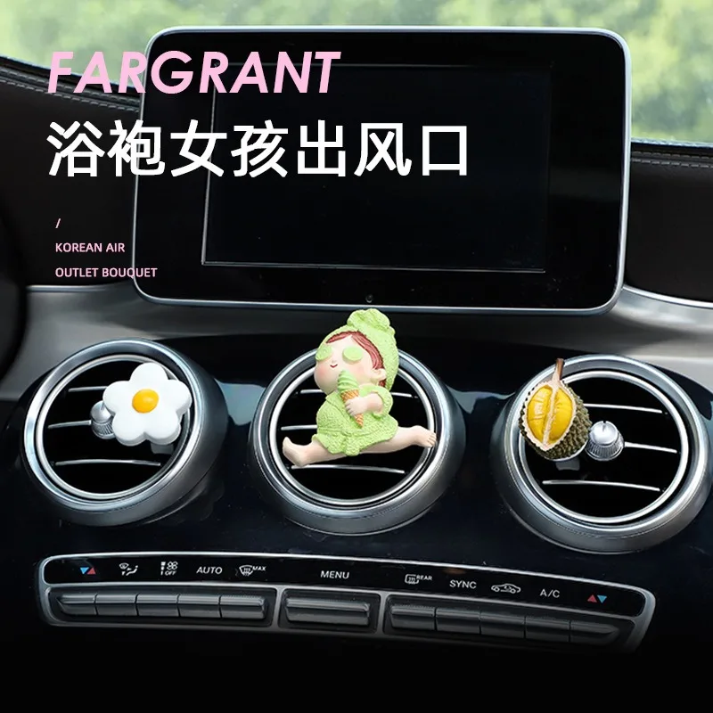 

Car Mounted Aromatherapy Air Conditioning Air Outlet Clip Bathrobe Girl Car Odor Removal Decoration Clip Cute Car Interior Produ