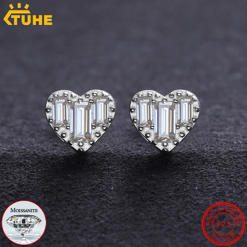 

Top Quality 100% 925 Silver Earrings Fashion Classic Heart Breaddrill Moissanite Earring For Women Jewelry