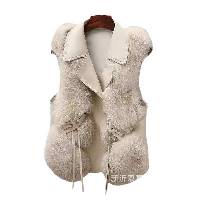 Autumn and Winter New Warm Casual Splice Women's Fur Grass Vest
