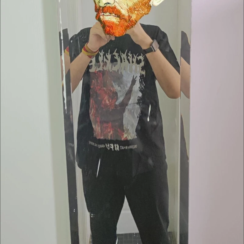 Мужская Винтажная Футболка оверсайз с коротким рукавом футболка графическим