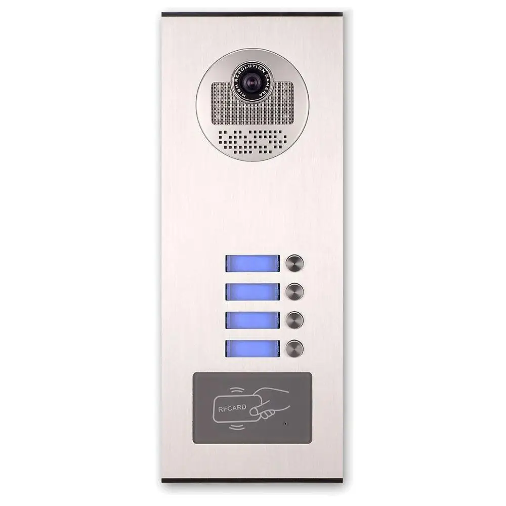 Мультисемейный проводной видеодомофон RFID аудио визуальный домофон 4 1 камера