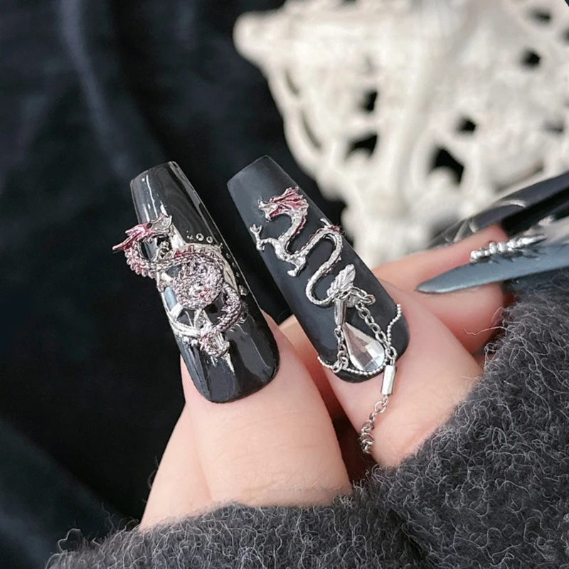 6 шт. металлические подвески в Форме Дракона Для Ногтей