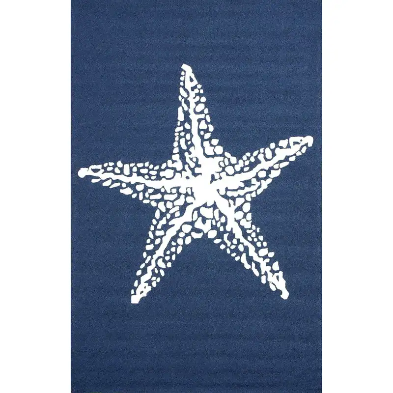

Hand Hooked Indoor/Outdoor Area Rug, 6', Navy