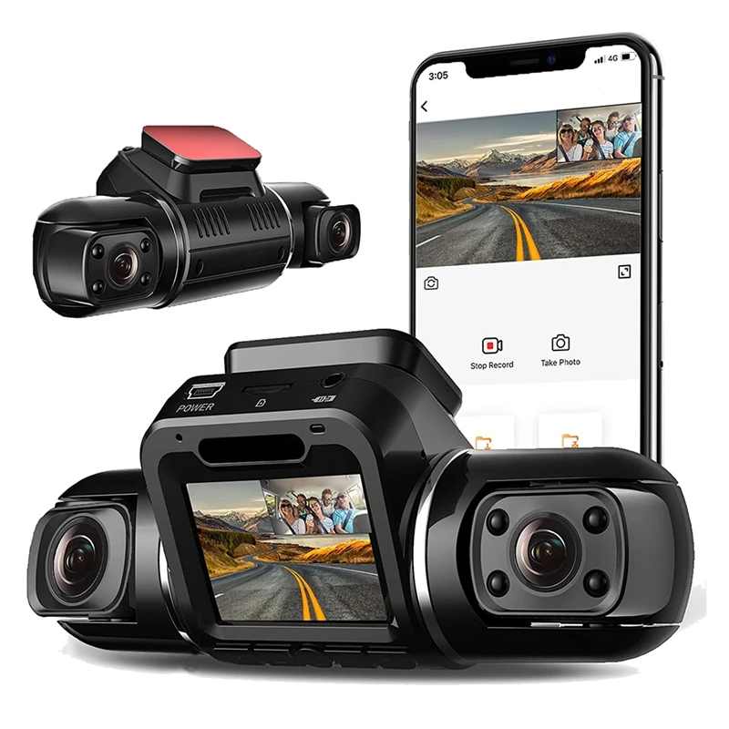 

2160P+1080P Car Dual Lens Dash Cam Front And Cabin DVR Video Driving Recorder Security Camera Monitor For Car Taxi Uber