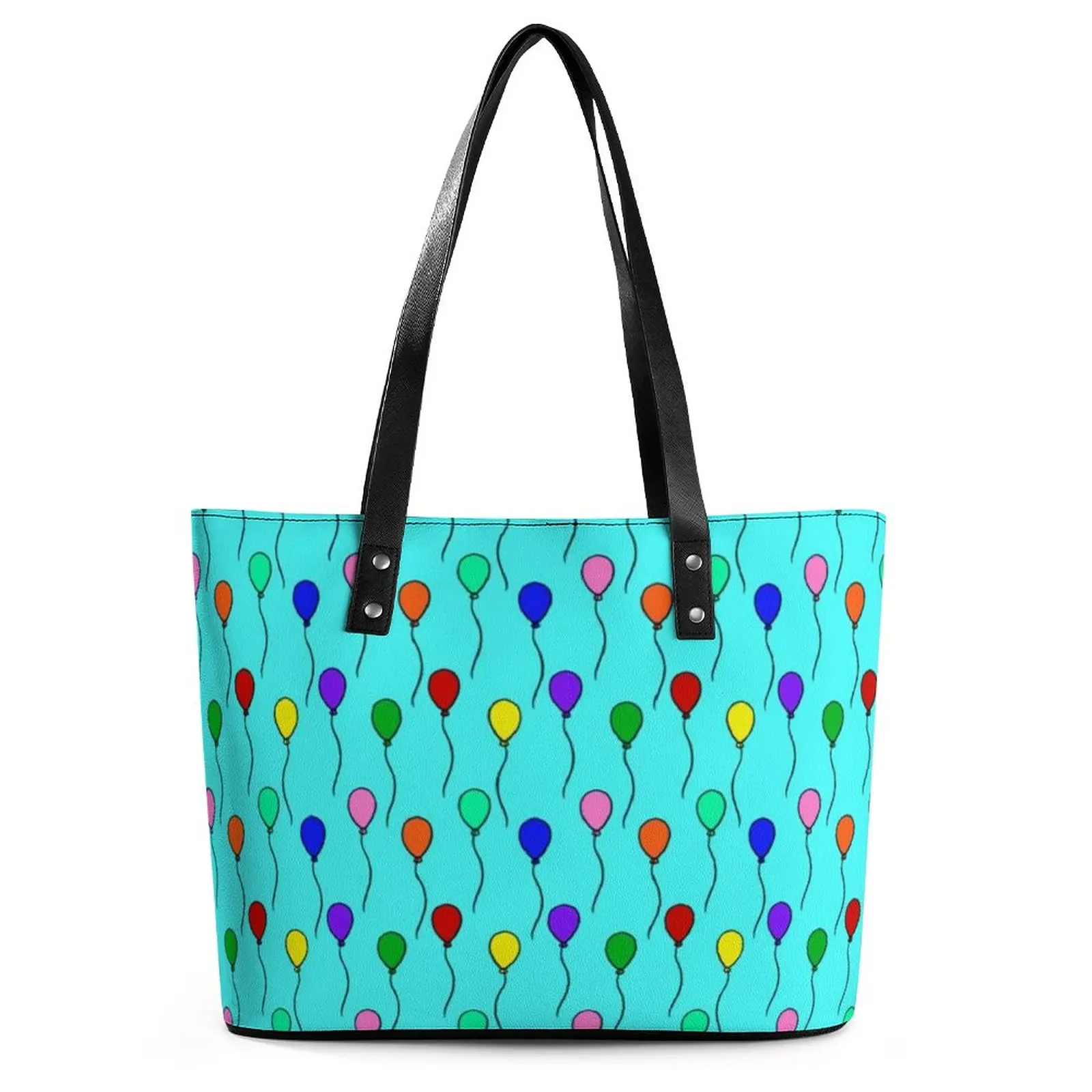 

Ballon Skies Handbags Colorful Balloons Print Beach Tote Bag Aesthetic Shoulder Bag Designer Top-Handle PU Leather Hand Bags