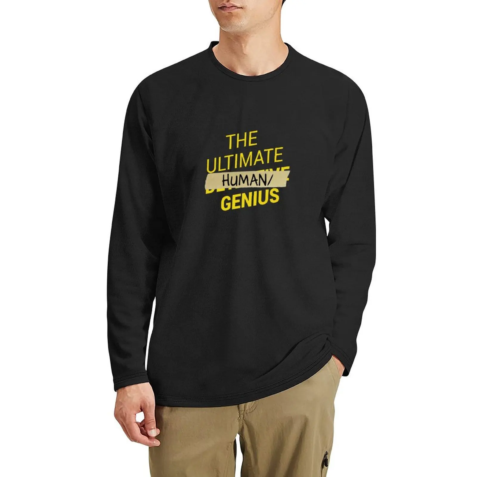 B99- Ultimate Human Slash Genius Long T-Shirt возвышенная футболка аниме Fruit of the Loom мужские футболки