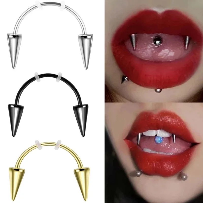 

Gofei Brand 1PCS Steel Dracula Nail Teeth Smile Piercing Vampire Septum Piercing Jewelry Tiger Tooth C Rod Zomibe Vampire Tooth