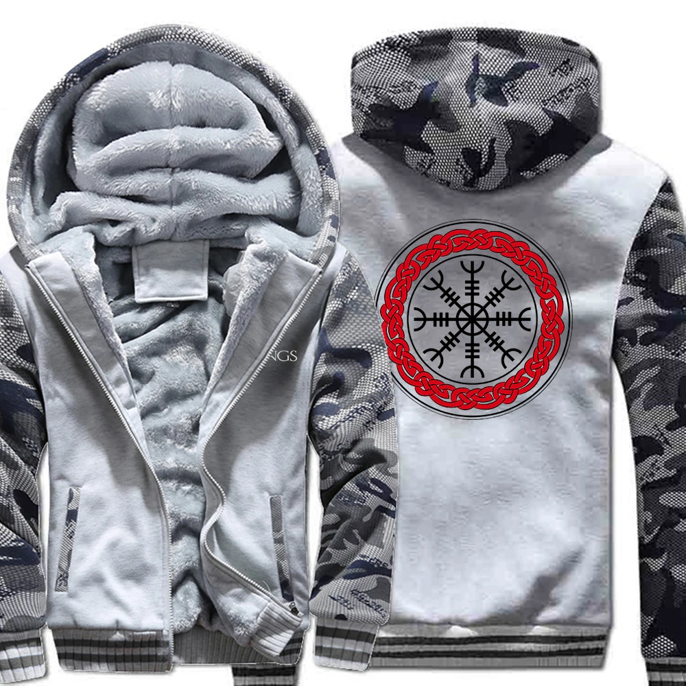 

Helm Of Awe Icelandic VIKINGS Staves Man Hoodies Loose Thicken Jackets Pocket Zipper Tracksui Winter Fleece Windproof Tracksuit