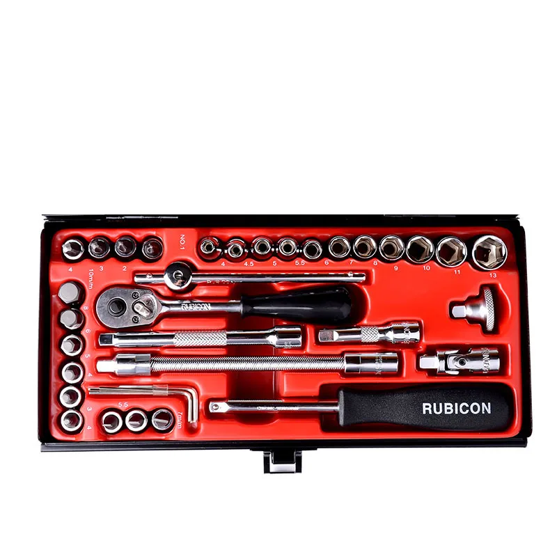 35pcs 1/4 Driver Socket Set CR-V Forging Ratchet Torque Wrench Combo Tools Kit Auto Repairing Tool Set Extension Bar Hex Sockets