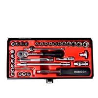 35pcs 14 driver socket set cr v forging ratchet torque wrench combo tools kit auto repairing tool set extension bar hex sockets