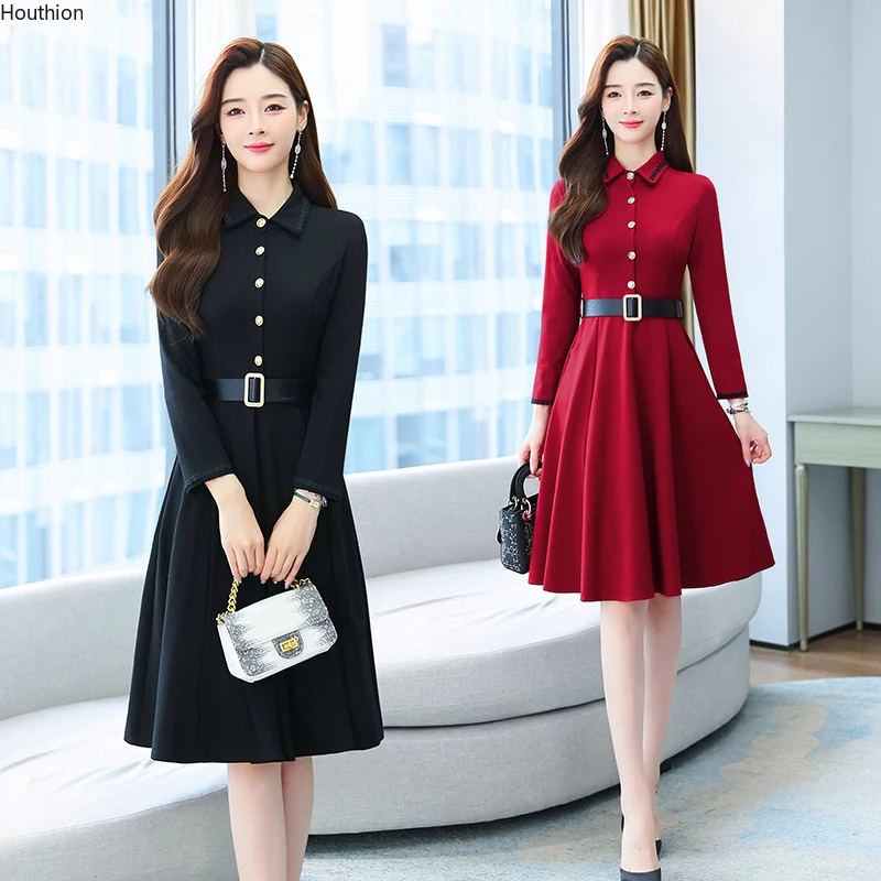 

Summer New Women's Dresses POLO Type A Girl Long Sleeve Printing Korean Version Brocade Fashion Loose