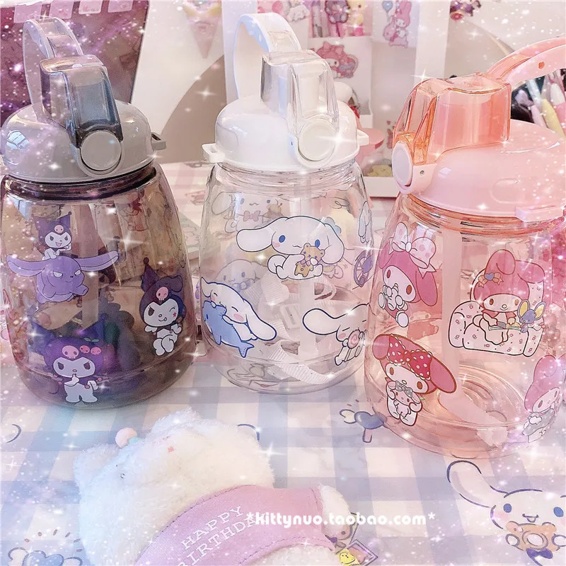 1300ML Sanrioed Kuromi My Melody Cinnamoroll Cute Kawaii Water Cup Kettle Ins Anime Cartoon Straw Milk Water Cup Kids Gifts