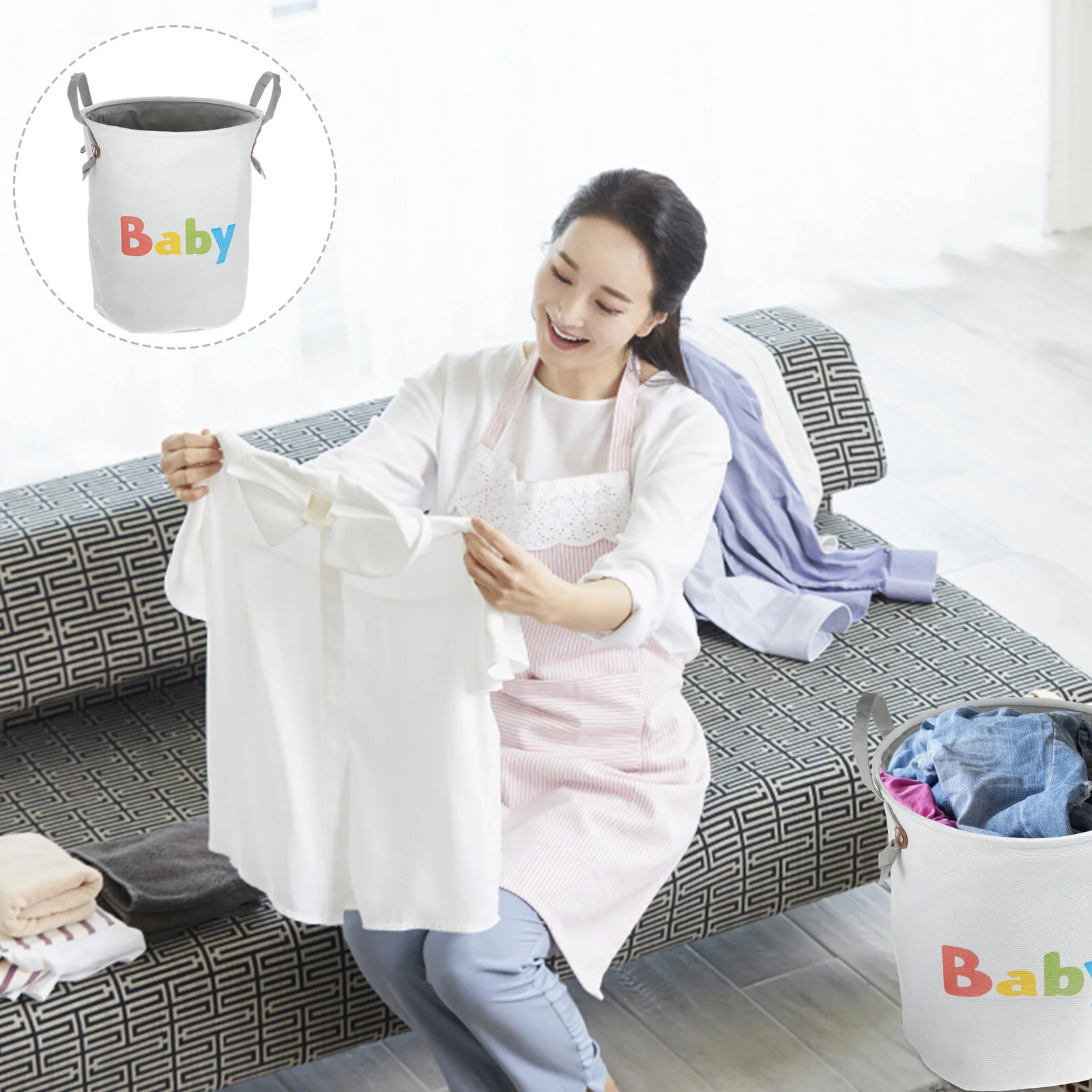 

Fabric Storage Basket Toys Infants Laundry Organizer Thicken Small Collapsible Tall Cloth Bathroom Hamper Large Baby