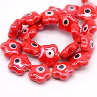 20pcs 14mm diy loose ceramic beads flower shape evil eye ceramics bead for jewelry making bracelet necklace earring accessories