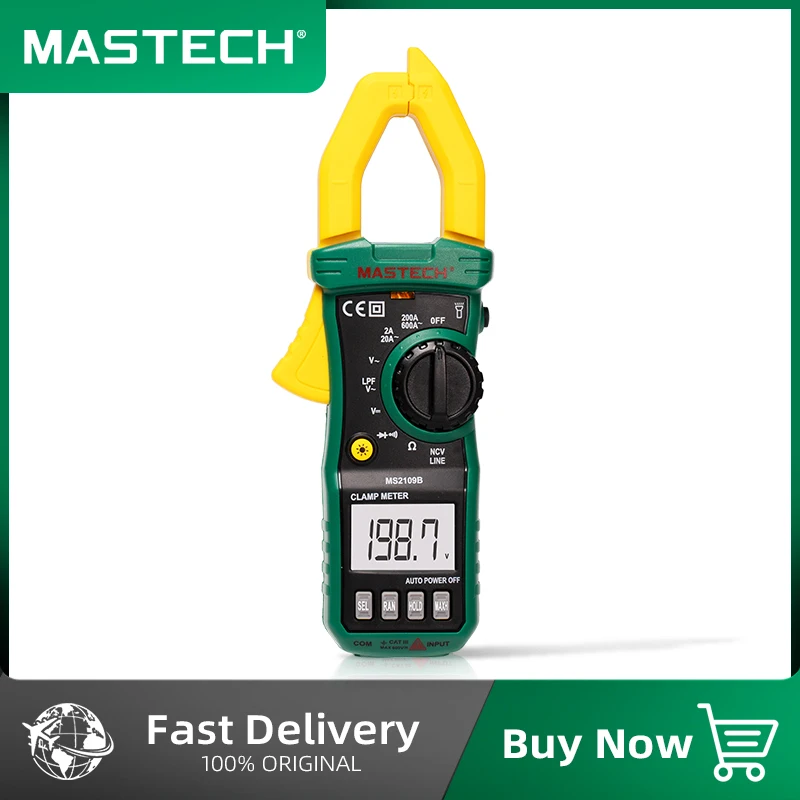 

MASTECH MS2109B MS2109C MS2109D Clamp Meter Digital Multimeter DC/AC Current Ammeter Voltage Tester Hz Capacitance NCV Ohm Test