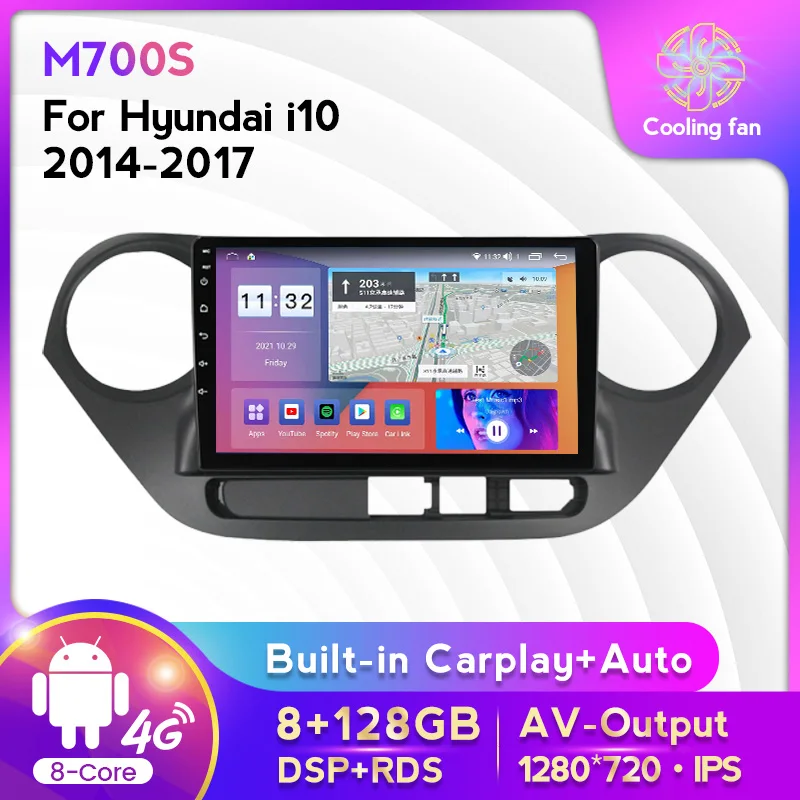 

10INCH 2Din Android11 Car Radio For Hyundai Grand I10 2013-2016 Multimidia Video Player Navigation GPS DSP RDS Carplay+Auto WIFI