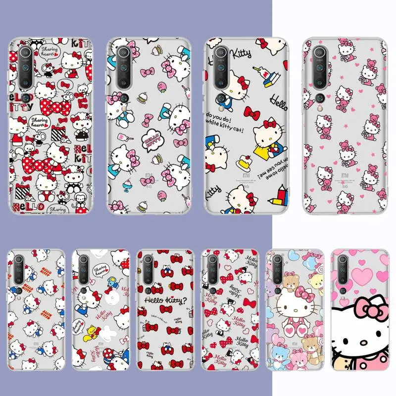 

K-Kitty Cartoon H-Hello Phone Case for Samsung S20 S10 lite S21 plus for Redmi Note8 9pro for Huawei P20 Clear Case