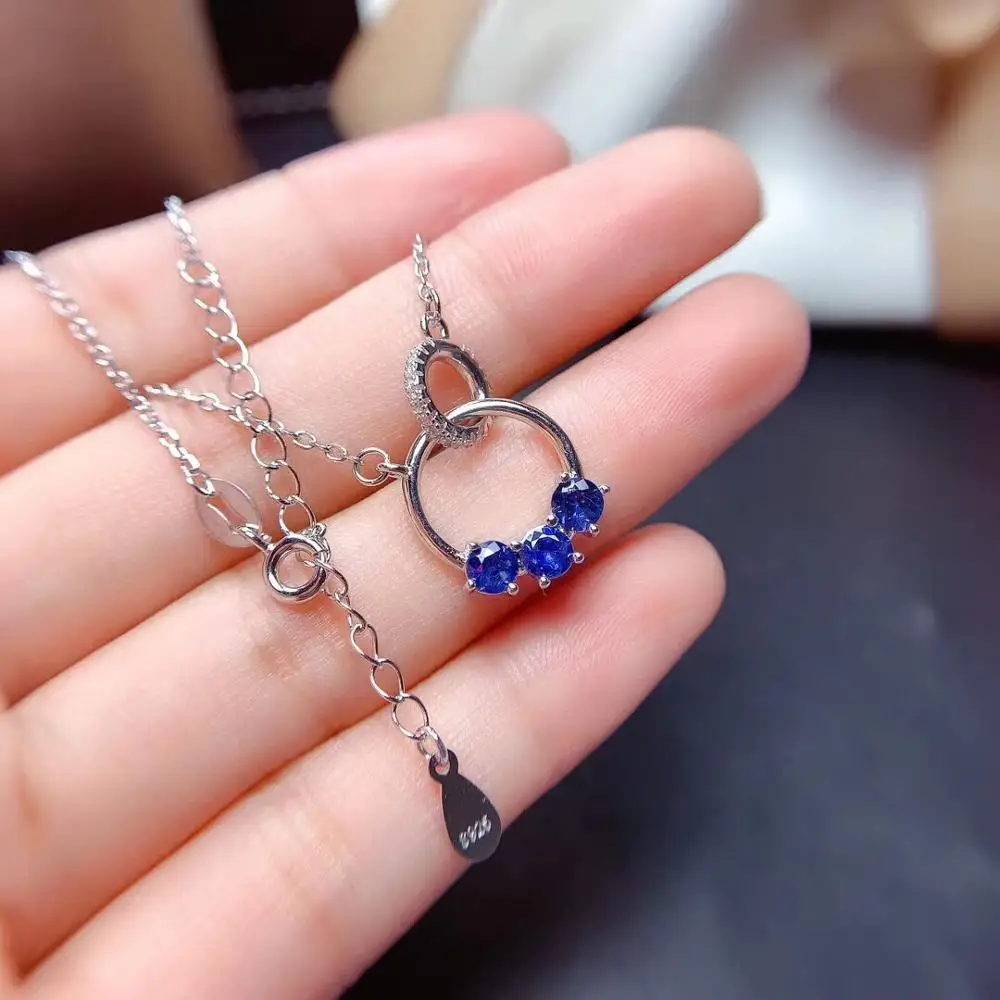 

MeiBaPJ Real Natural Sapphire Gemstone Luxurious Water Drop Pendant Necklace 925 Pure Silver Fine Wedding Jewelry for Women
