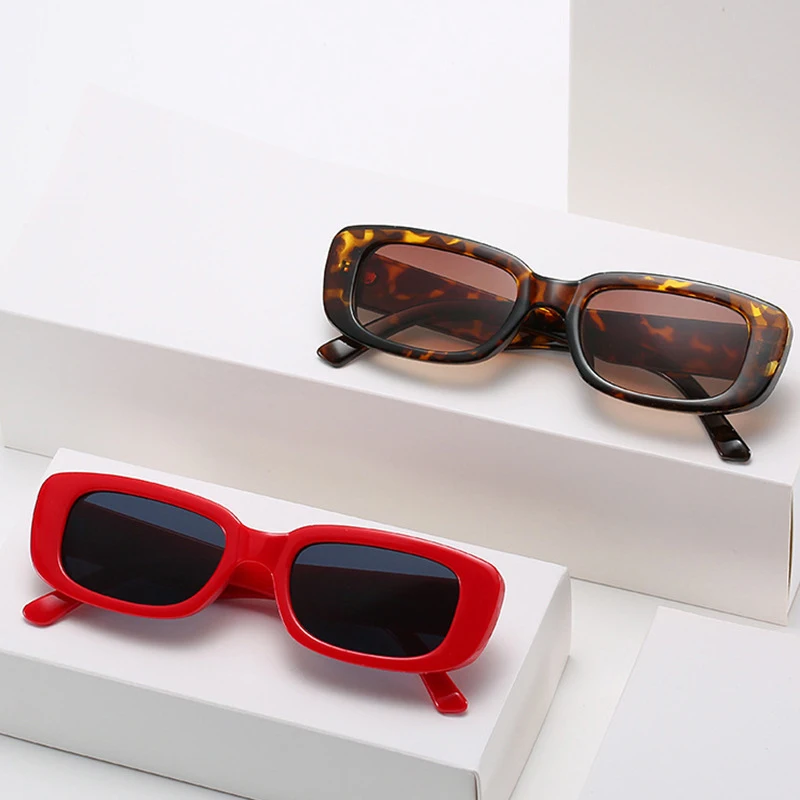 

Очки солнцезащитные женские в стиле ретро, Модные Винтажные брендовые дизайнерские прямоугольные солнечные очки, популярные цветные квадр...