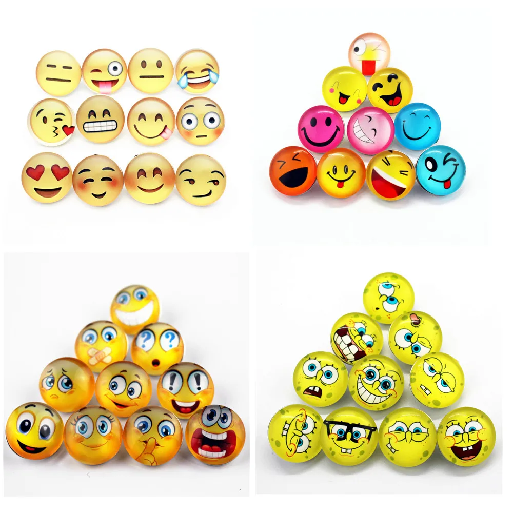 

Hot Sale 12pcs 18mm Colourful Smiling Face Glass Snap Button Charms Fit DIY Ginger Bracelet&Bangle Lucky Gift Jewelry Making