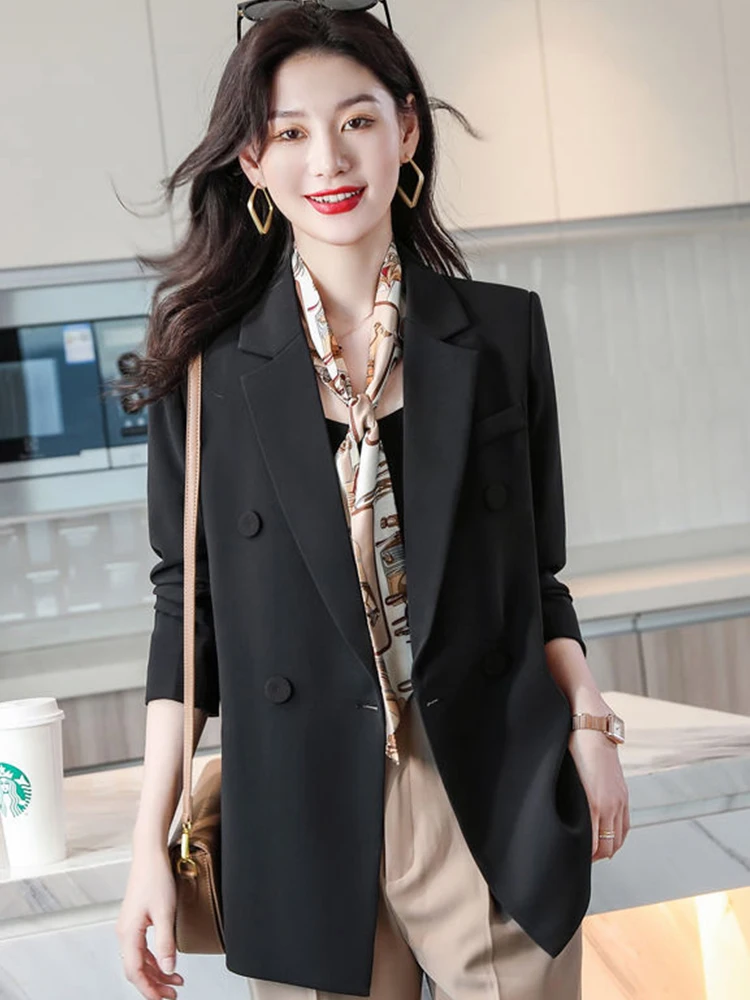 High-quality Casual Coffee Business Blazer Coats with Pocket for Women Office lady Outwear formal Jacket