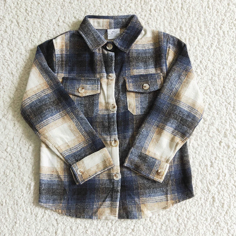 Newborn Baby Blouse Flannel Bodysuit Girl Pocket Plaid Button Down Infant Long Sleeve Shirt Toddler Fall Children Cotton Clothes