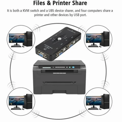 Kvm-переключатель BGGQGG, 4 порта, USB 2,0, VGA, сплиттер, принтер, мышь, флешка, переключатель, 1920*1440, адаптер VGA, коробка переключения