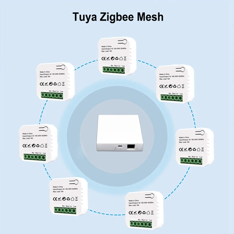Умный выключатель Tuya Zigbee мини-модуль с таймером на Din-рейке 16 А монитором